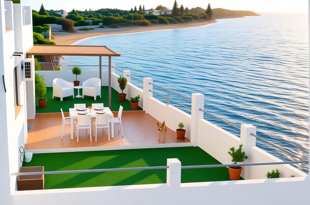 Chalet mit direkter Strandzugang in Chipiona — Meerterrasse