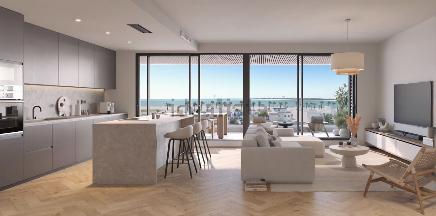 Wohnung in erste Strandlinie in Sanlúcar de Barrameda — Wohnzimmer