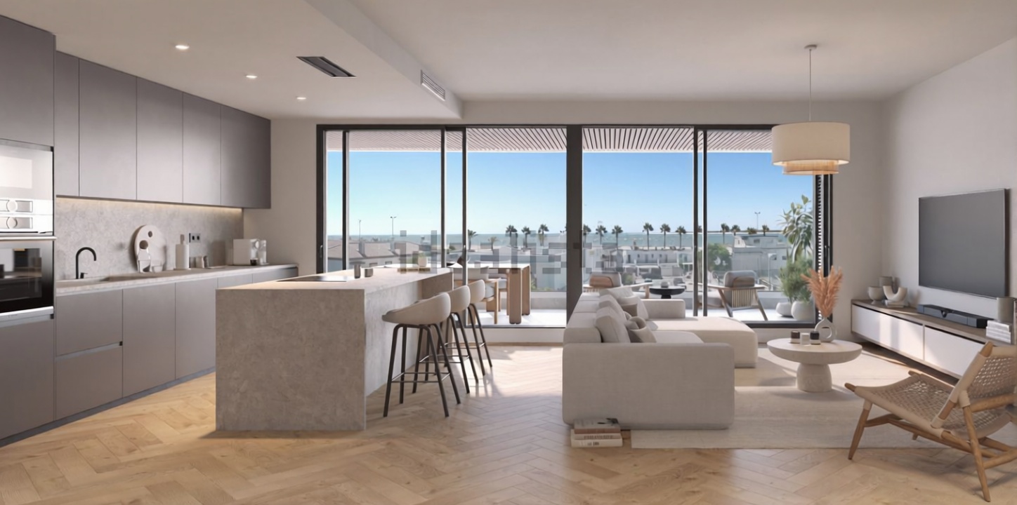 Wohnung in erste Strandlinie in Sanlúcar de Barrameda — Wohnzimmer