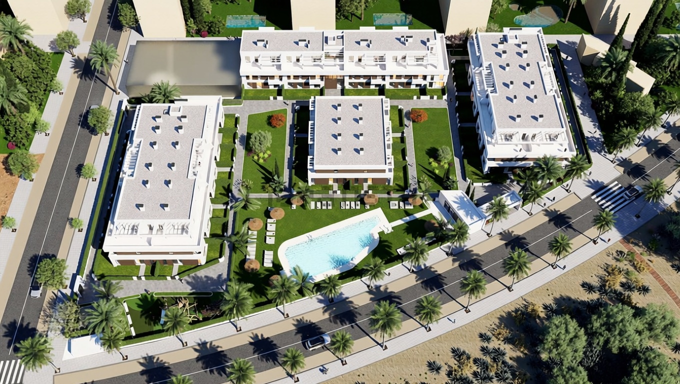 Duplex en première ligne de plage à Isla Cristina — Vue aérienne