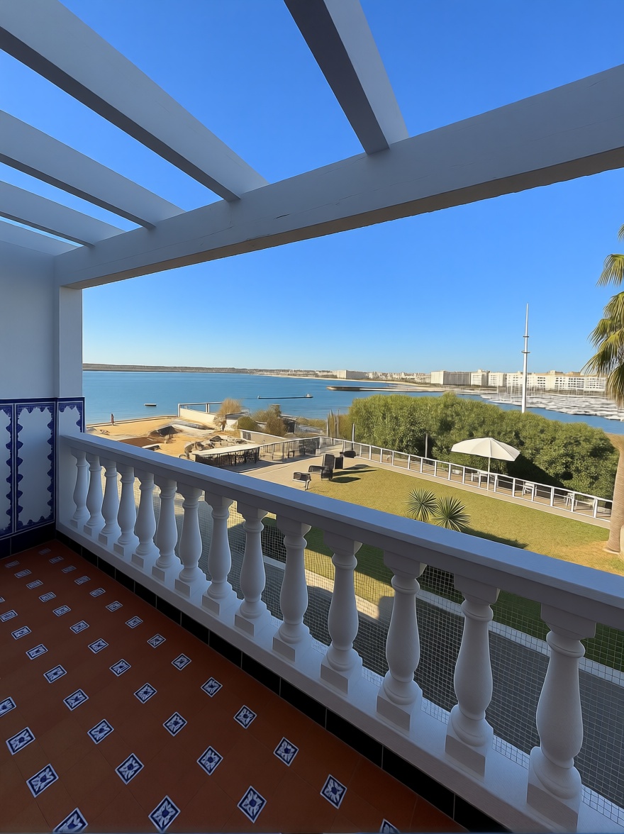 Chalet with direct beach access in Huelva — Sea terrace