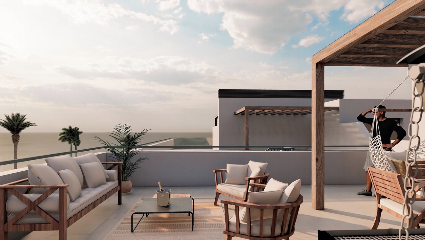 Duplex in erste Strandlinie in La Oliva — Meerterrasse