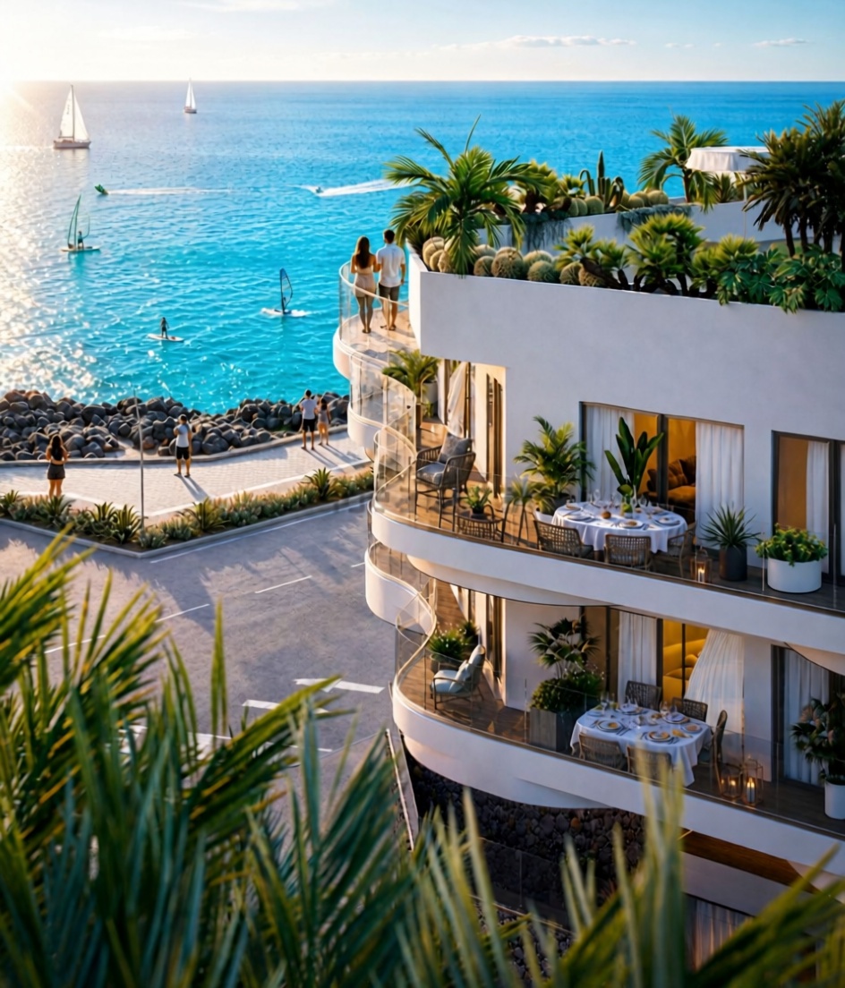 Wohnung in erste Strandlinie in La Oliva — Meerterrasse
