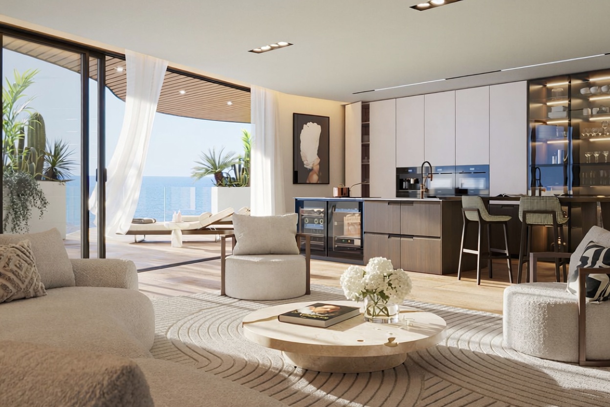 Wohnung in erste Strandlinie in La Oliva — Wohnzimmer
