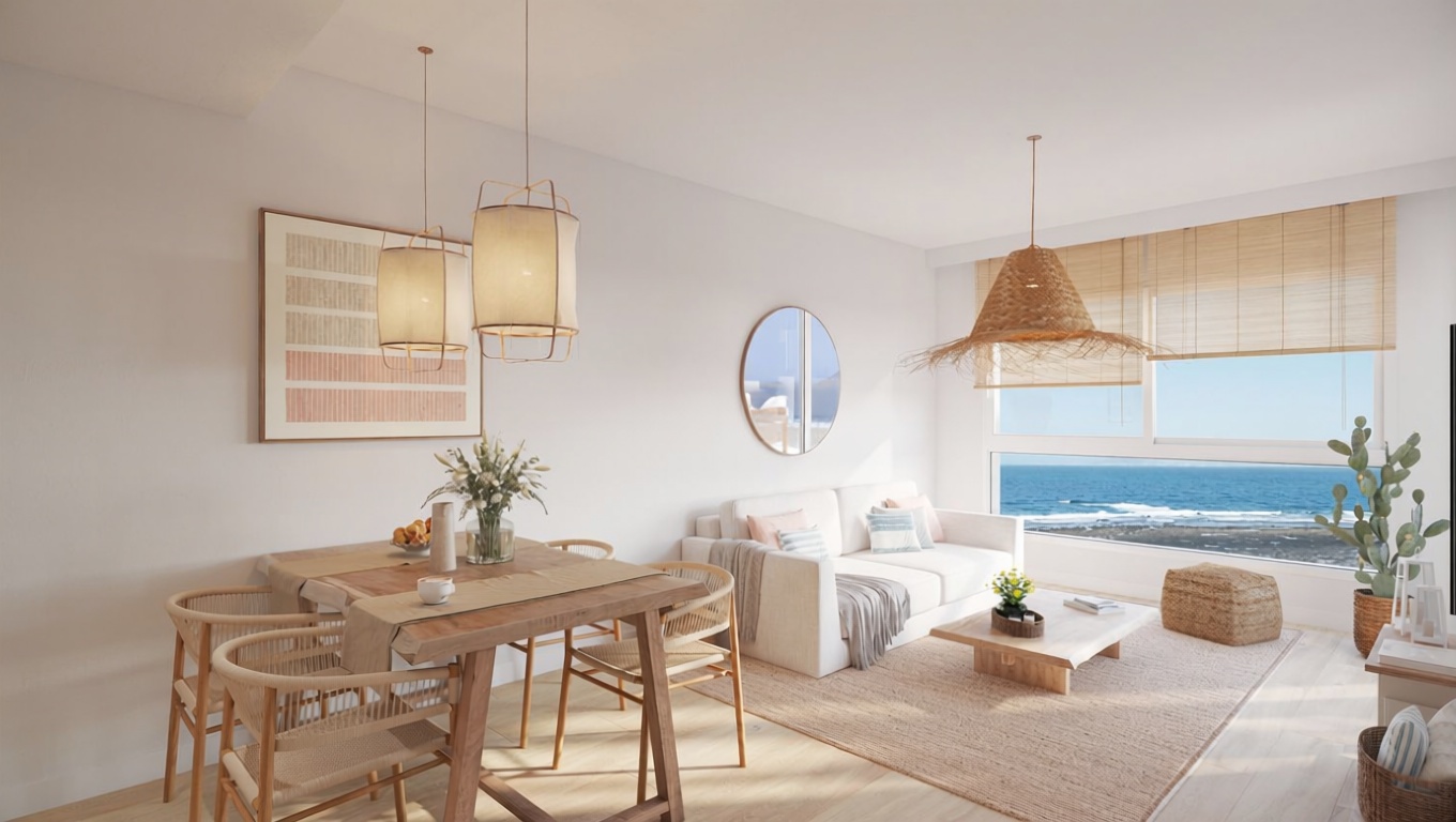Wohnung in erste Strandlinie in La Oliva — Wohnzimmer